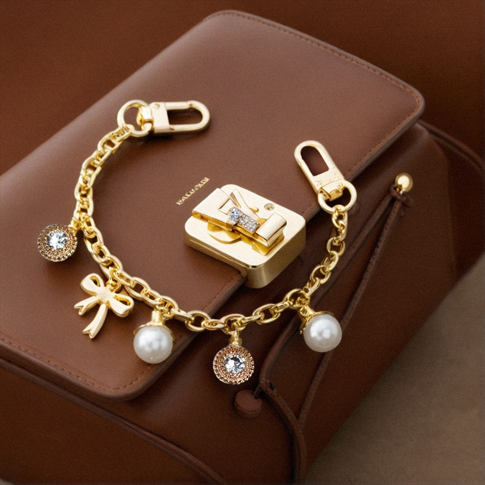 Luxury Pearl & Crystal Bag Charm - Elegant Diamond-Accent Jewelry for Women | Handcrafted Gift for Birthdays, Anniversaries & Mother's Day