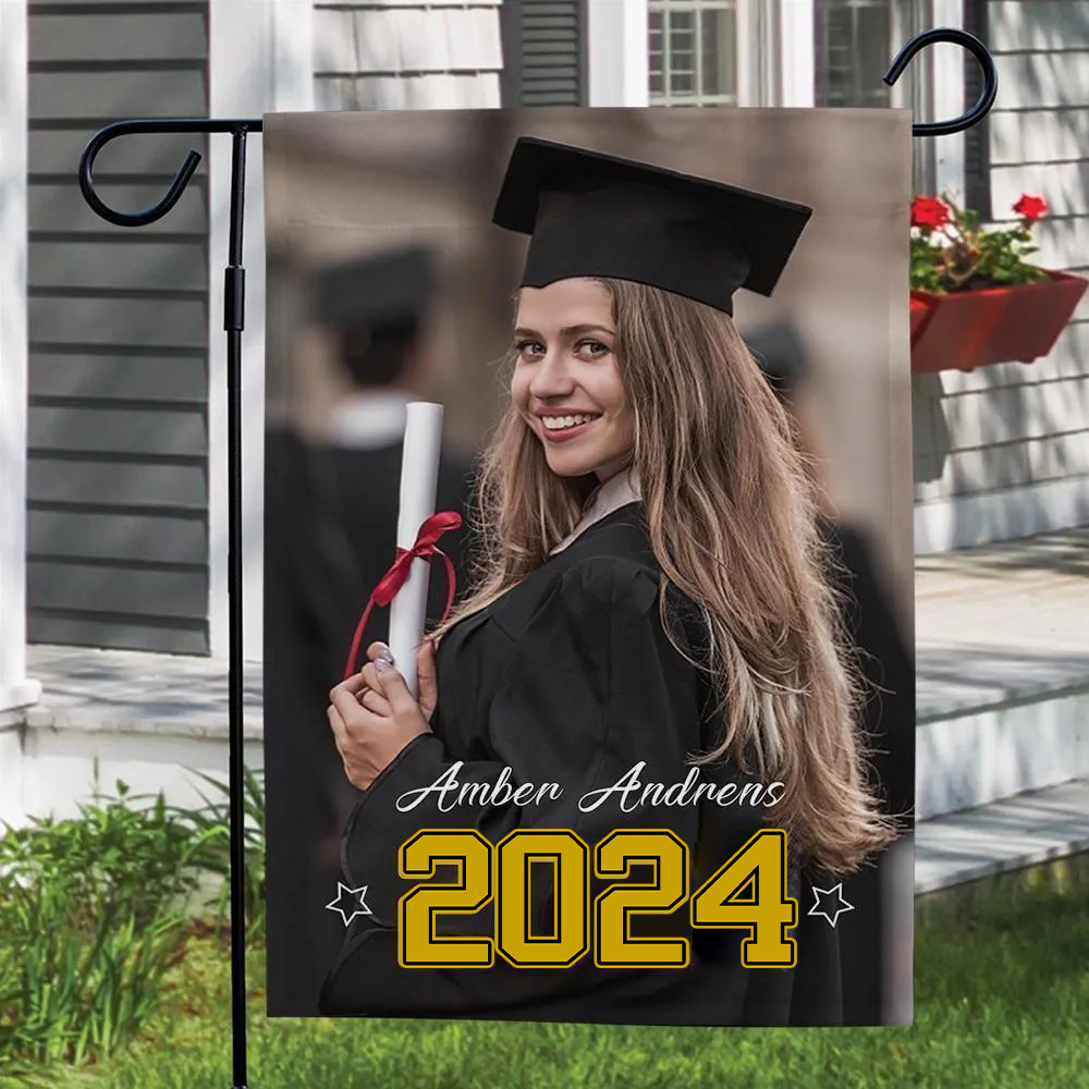 Custom Graduation Photo Garden Flag
