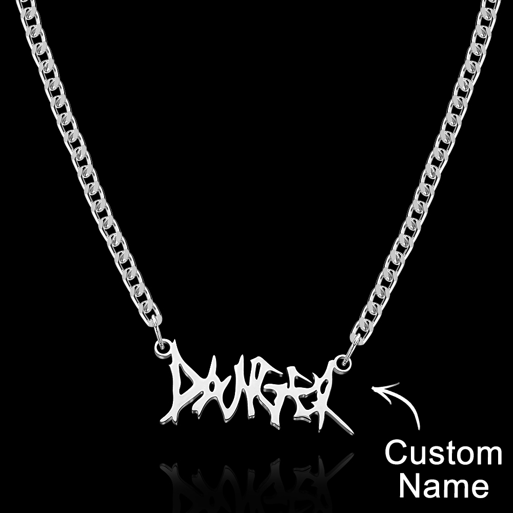 Custom Punk Name Necklace Alphabet Pendant Necklace Gothic Thorn Letter Initial Pendant Necklace - soufeelus