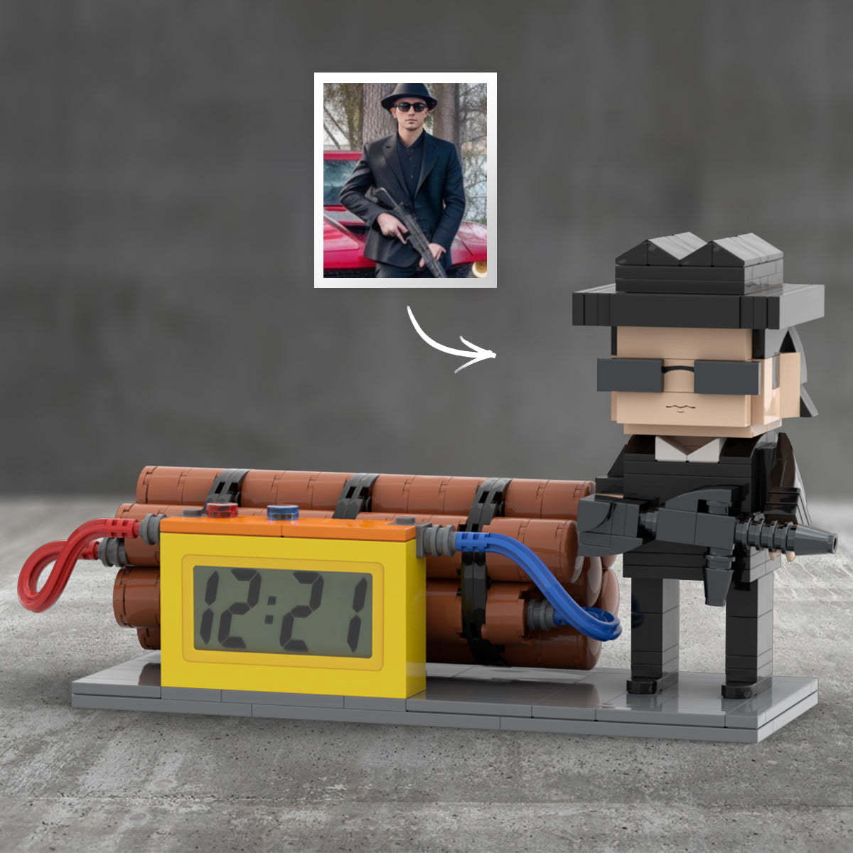 Custom Brick Figures Clock Personalized Dangerous Elements Brick Figures Clock Gifts for Him - soufeelus