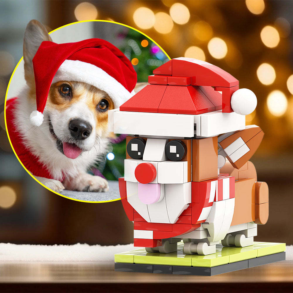 Christmas Detailed Corgi Fully Body Puppy Customizable Corgi 1 Dog Photo Custom Brick Figures Small Particle Block Brick Me Figures Customized Corgi Only - soufeelus