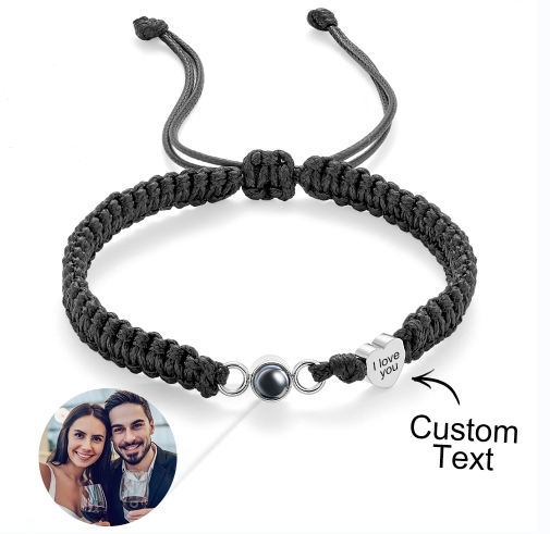 Custom Photo Projection Bracelet Heart Couple Gift