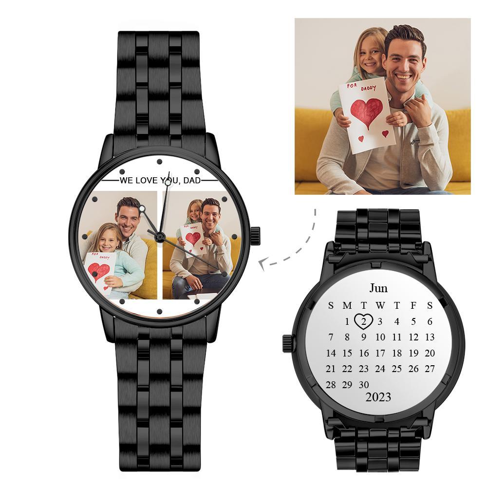 Custom Engraved Photo Watch Personalized Engraved Picture Watch Father's Day Gifts For Dad - soufeelus