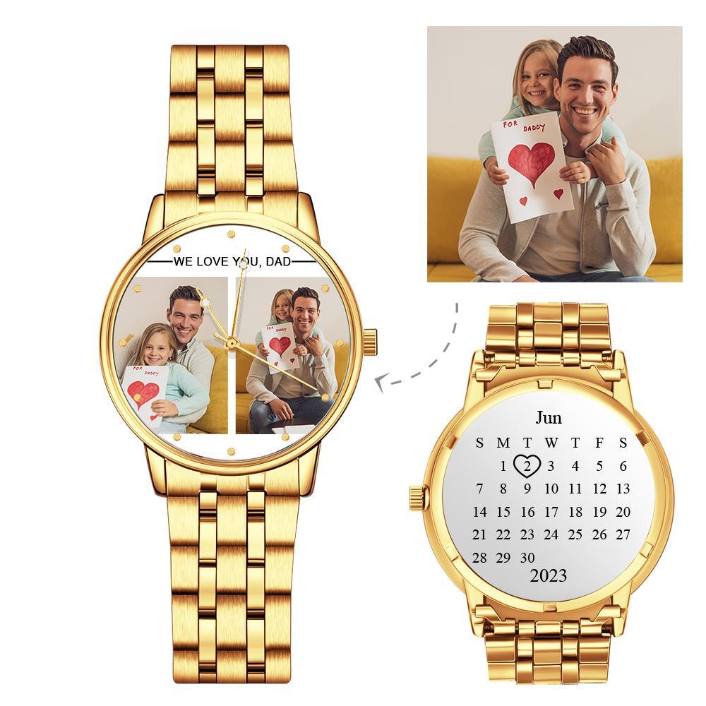 Custom Engraved Photo Watch Personalized Engraved Picture Watch Father's Day Gifts For Dad - soufeelus