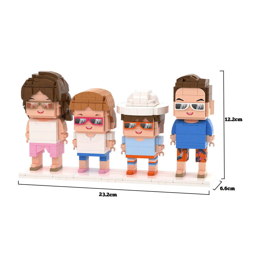 Full Body Customizable 4 People Custom Brick Figures Universal Interlocking Plastic Toy Christmas Gift For Family Perfect For Christmas Gift Exchange Themes - soufeelus