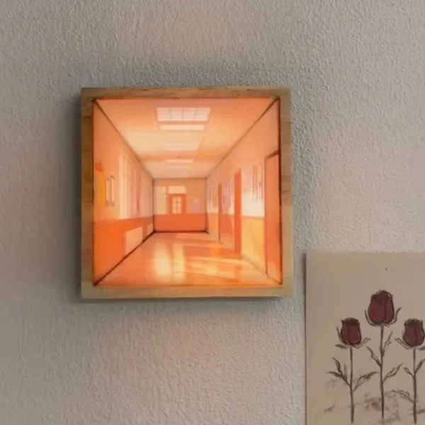 3d Naked Eye Vision Night Light Wall Lamp Living Room Home Creative Wooden No-Punch Wall Hanging Light