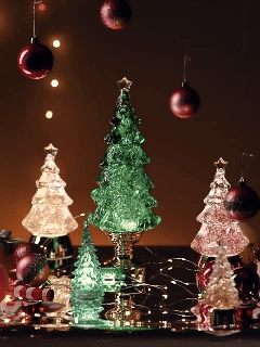Glitter Christmas Tree Ornaments Desk Decorations Glowing Swirl Christmas Gift Idea