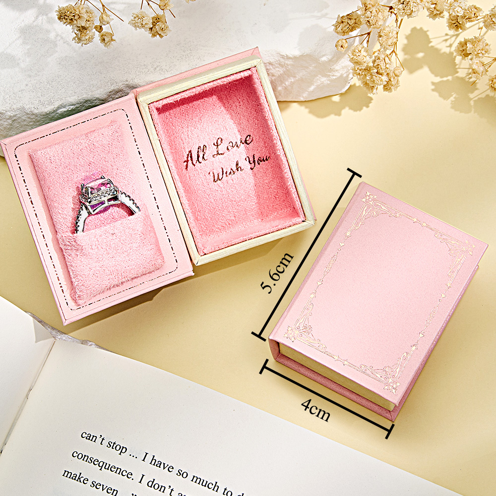 Pink Book Shape Ring Box Gift Box (Box Only No Jewelry Included)