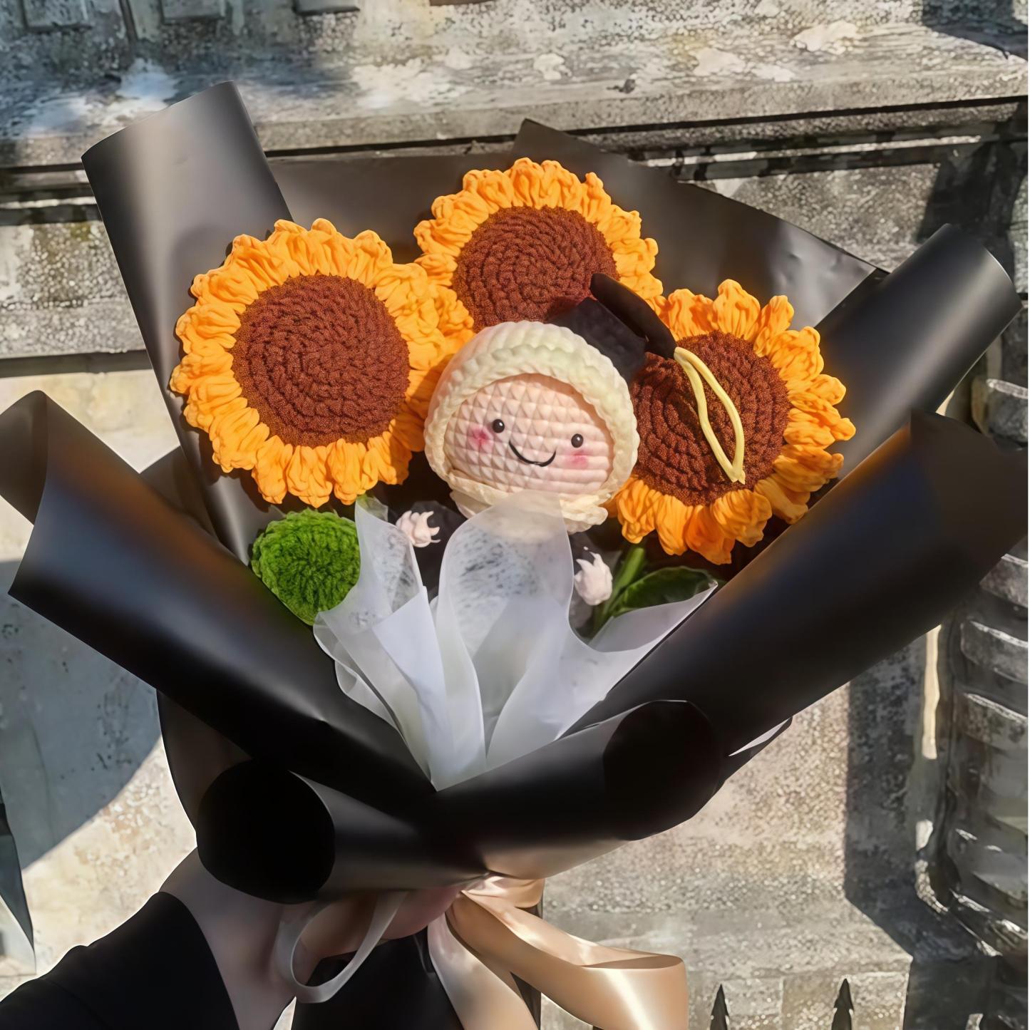 Custom Doll Bouquet Tulip Flower Hand-Woven Simulation Wool Crochet Mother's Day Gifts
