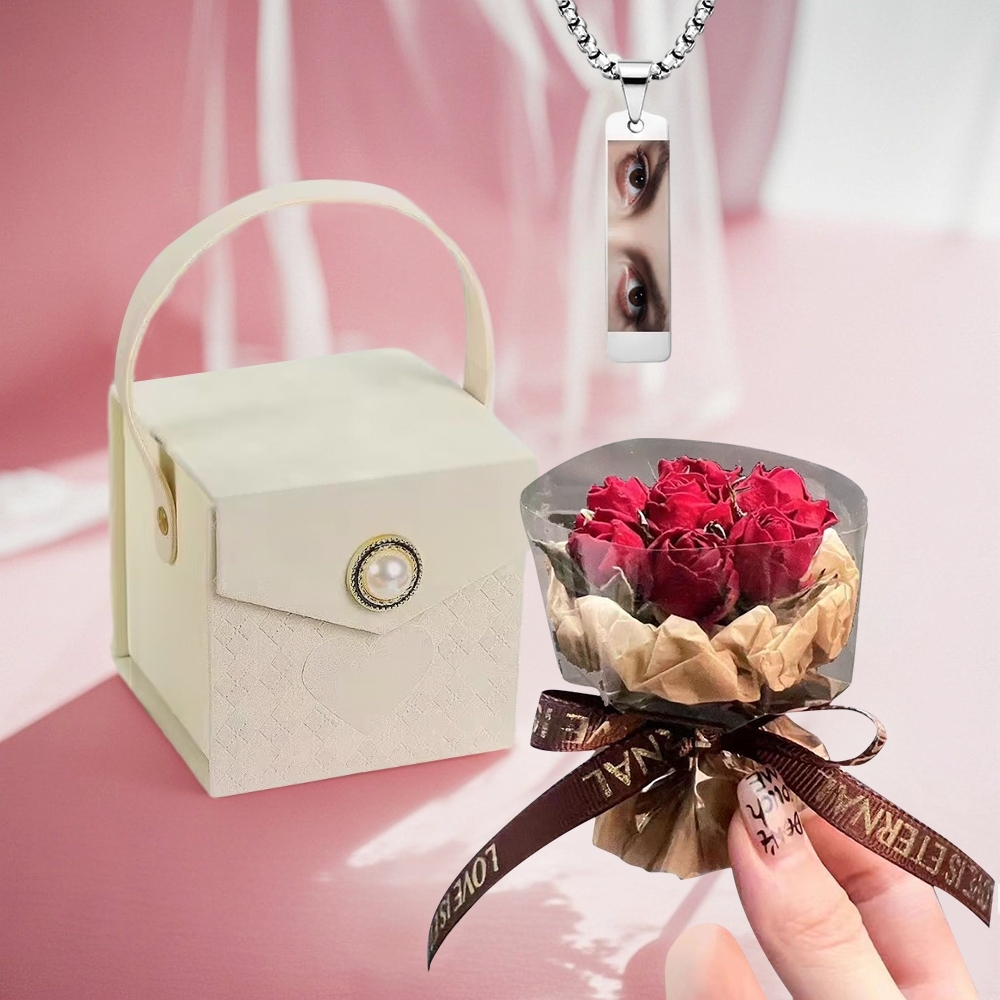 Customized Eye Photo Necklace Colored Eye Necklace Rose Surprise Box Best Gift For Her