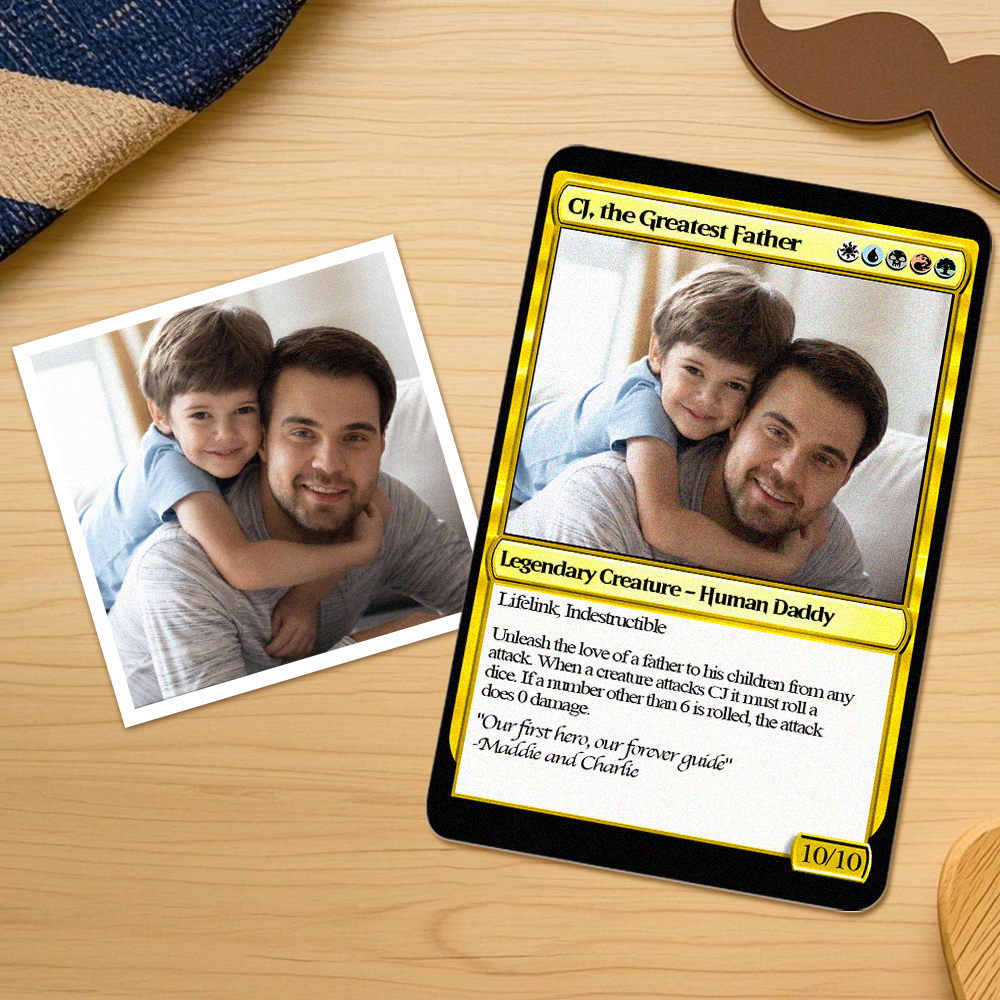 Custom Poke Card for Dad Personalized Photo and Text Gift for Father