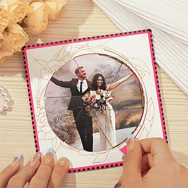 Customized Photo Rotating Greeting Card Double Picture Greeting Card Wedding Gift