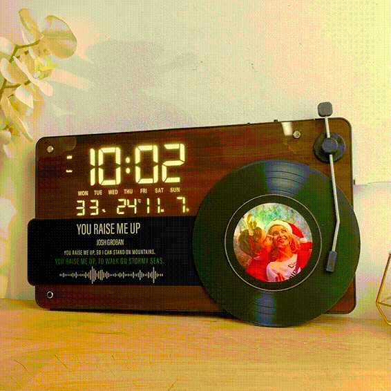 Custom Photo Lyrics Vinyl Record Electronic Clock Wall Clock Decorative Painting Living Room Retro Clock Gift For Family