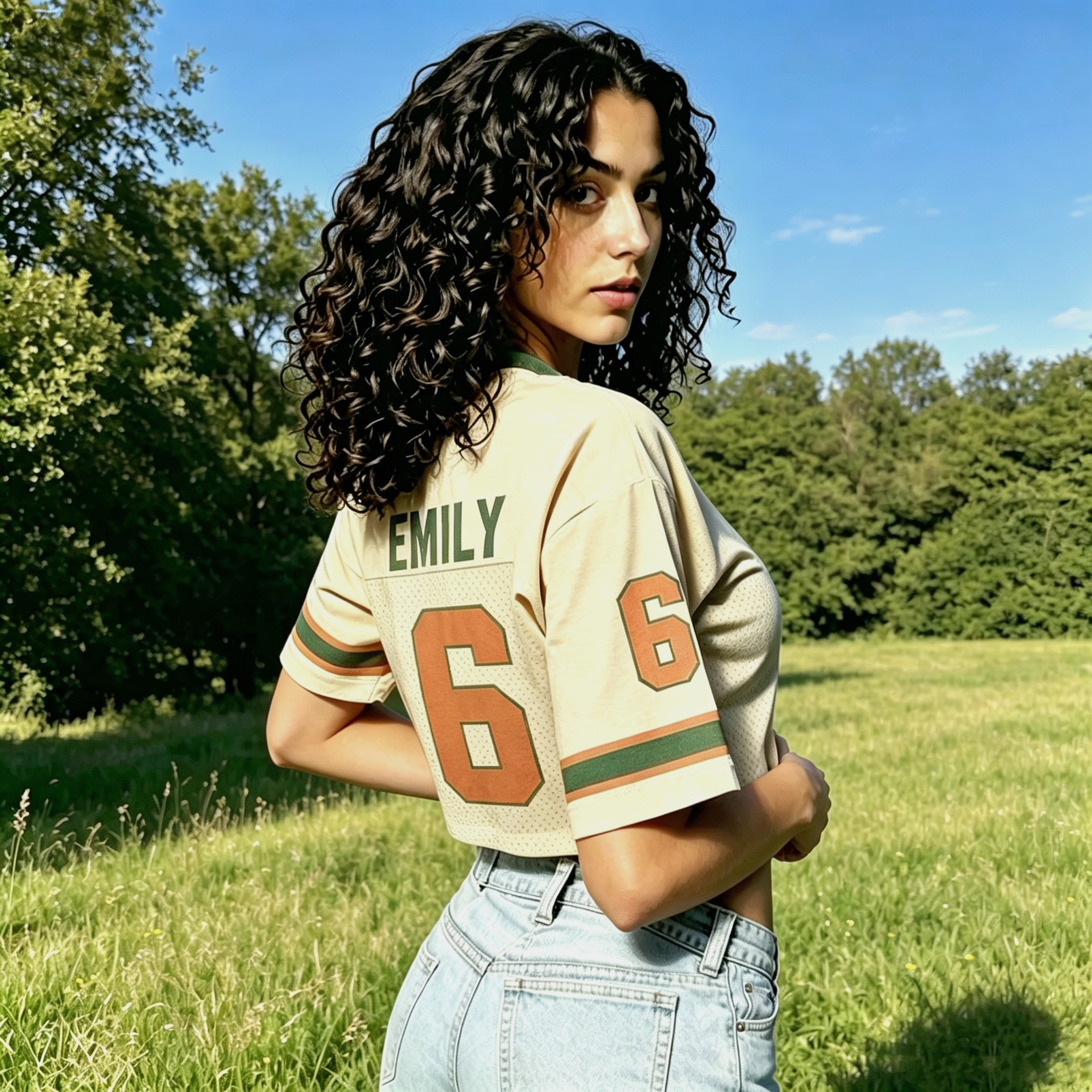 Custom Name & Number Personalized Logo Women’s Football Crop Top Jersey Trendy Streetwear Shirt Gift for Women