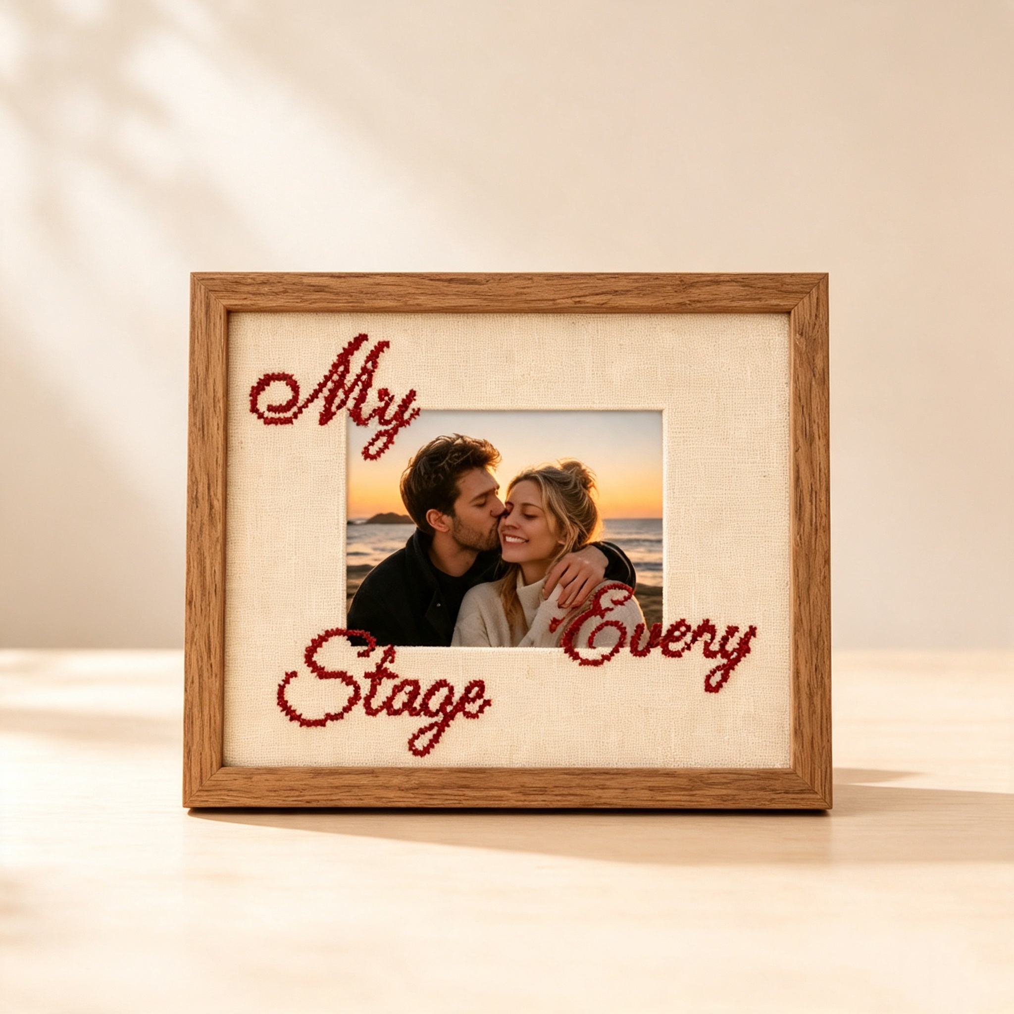 Custom Photo Cross Stitch Frame – Personalized Embroidery Picture Frame, DIY Handmade Keepsake Gift for Couples, Family & Loved Ones