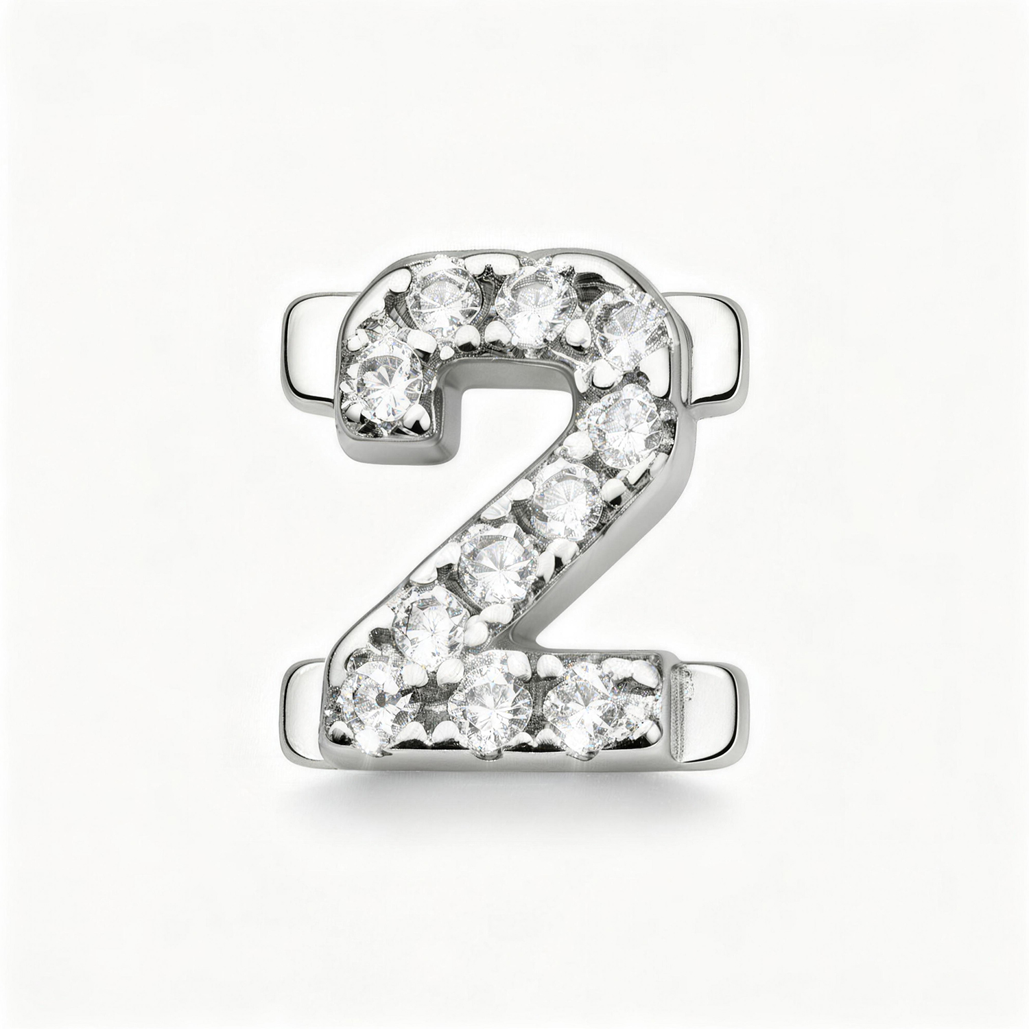 Number With Diamond 2 Charm - Silver