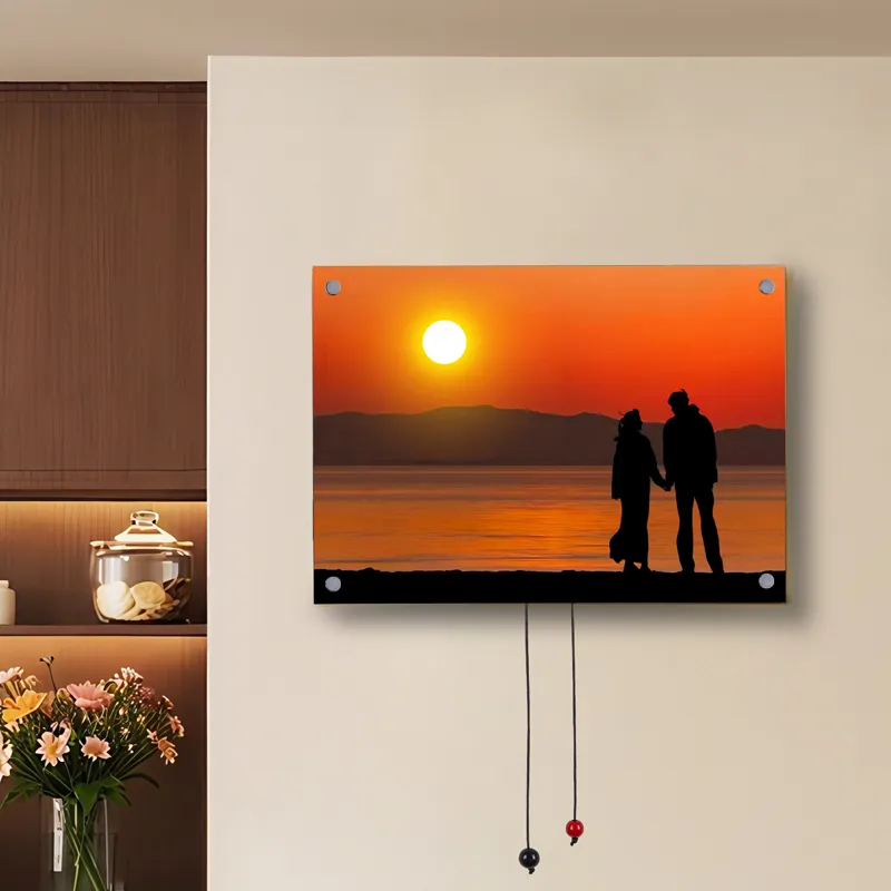 Custom Sunset Lamp Wall Art Personalized Photo Silhouette, Beach & Landscape LED Painting for Bedroom & Living Room
