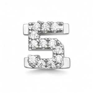 Number With Diamond 5 Charm - Silver