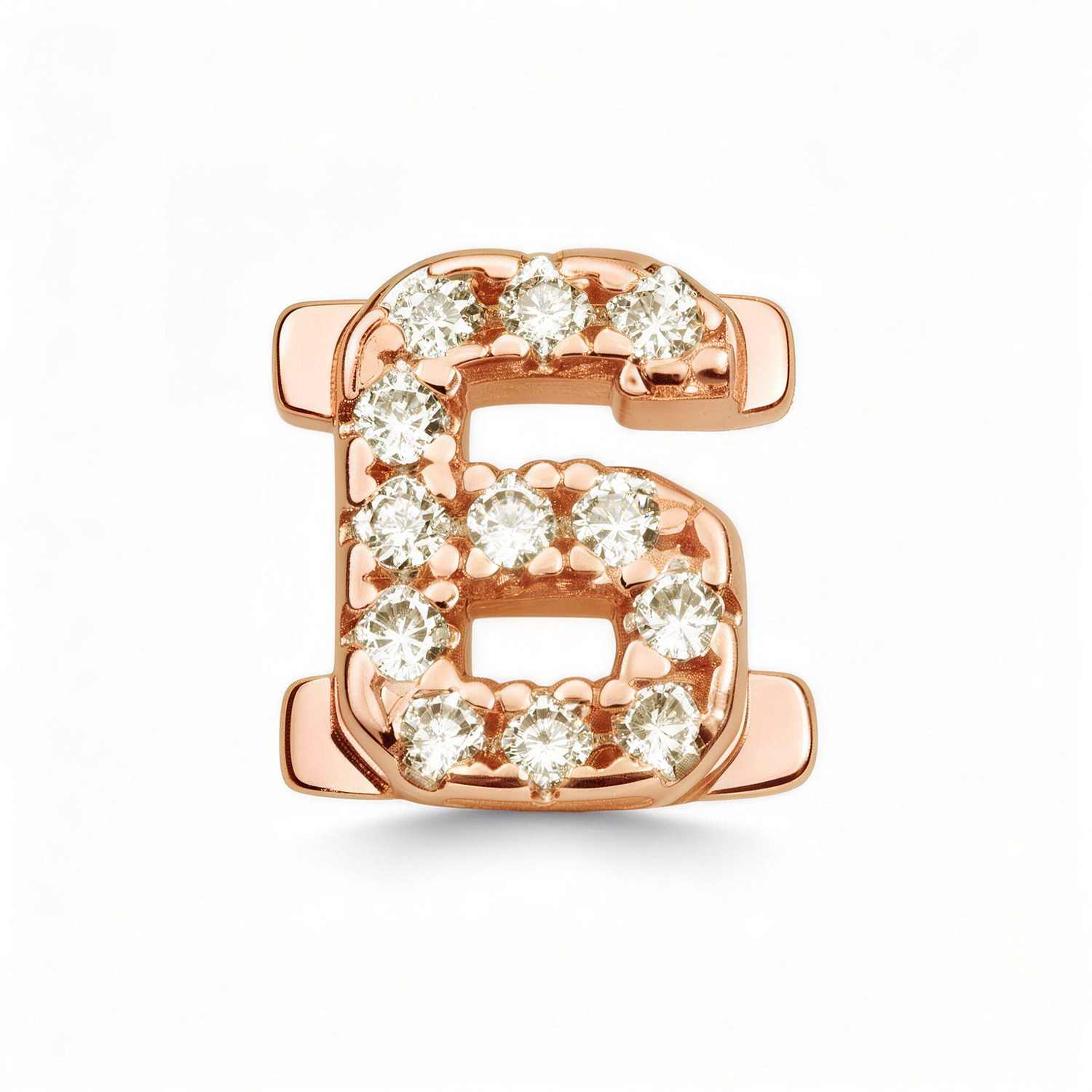 Number With Diamond 6 Charm - Rose Gold