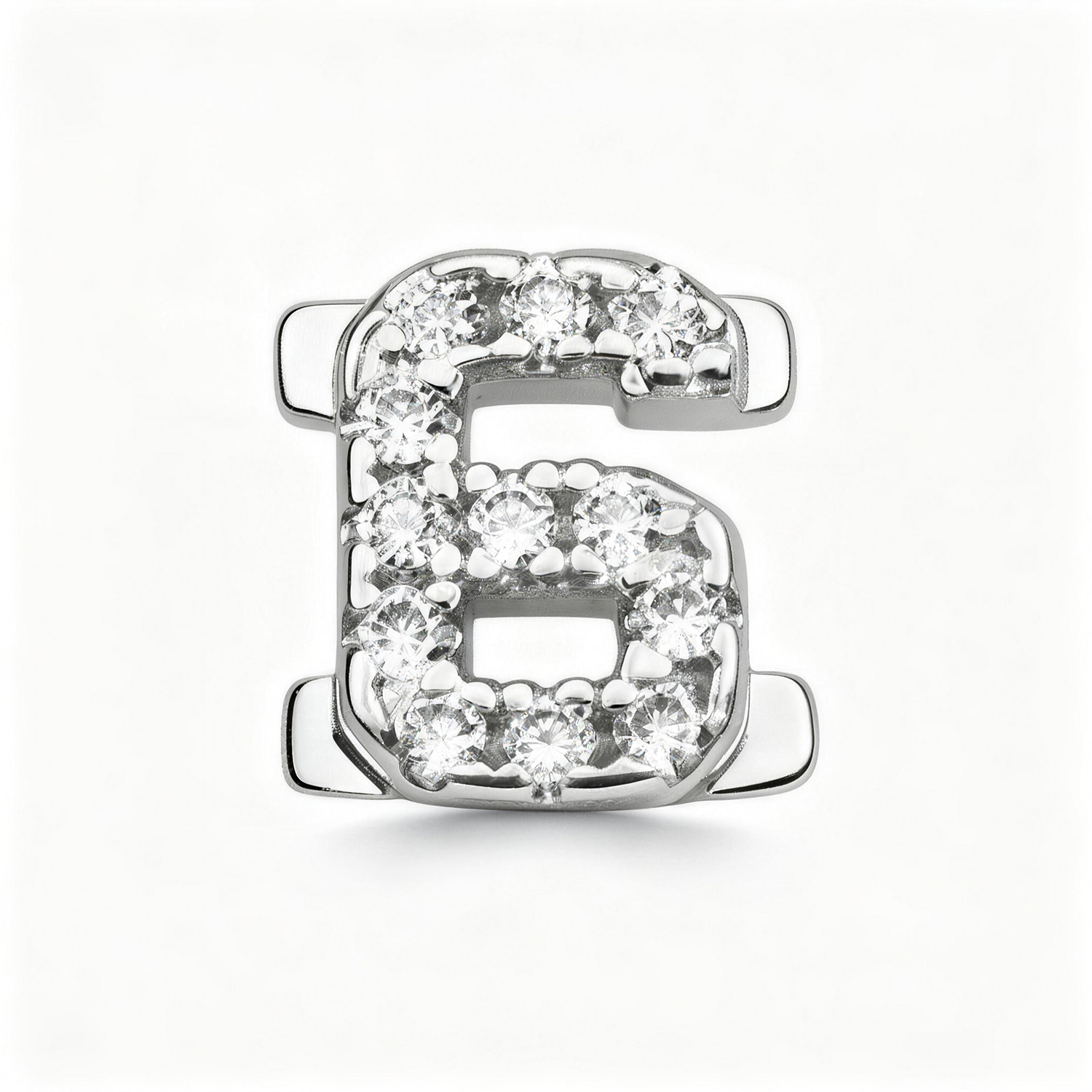 Number With Diamond 6 Charm - Silver