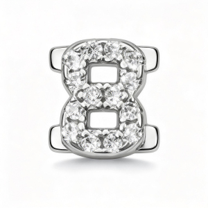 Number With Diamond 8 Charm - Silver