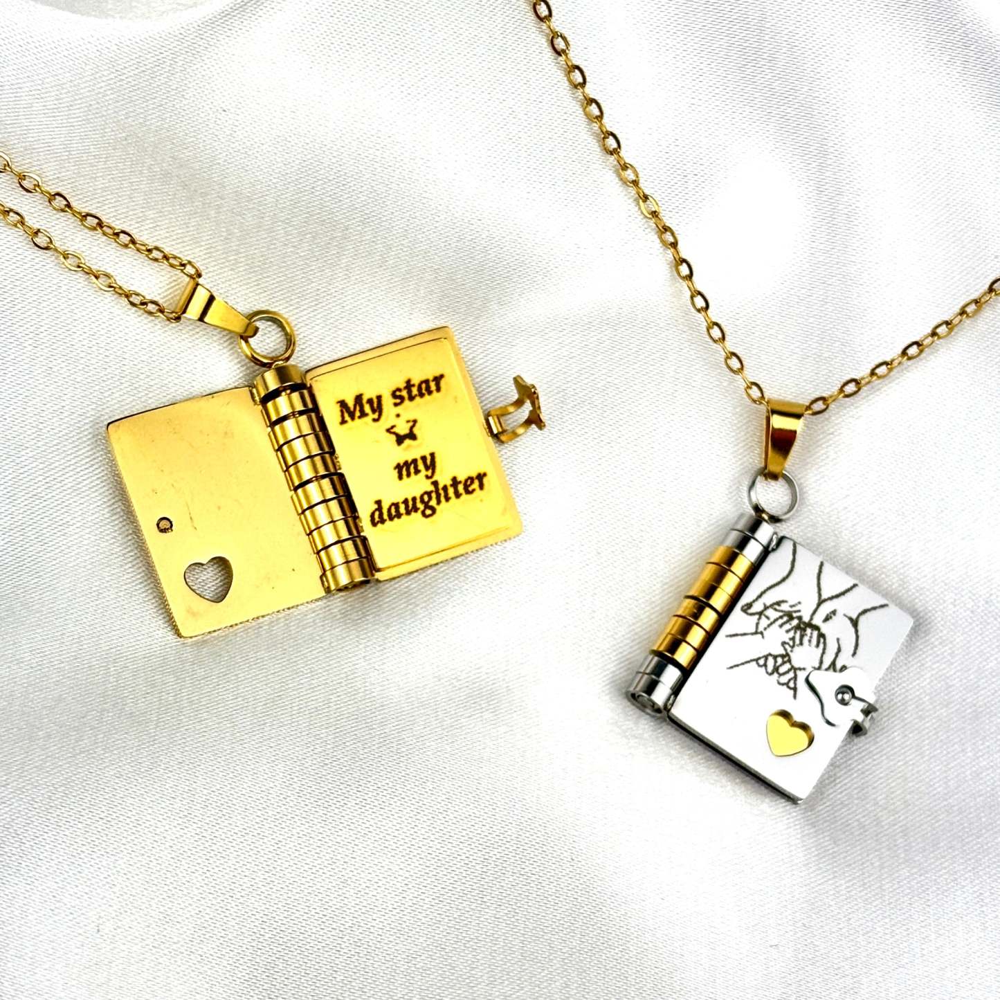 My Daughter Book Necklace, Custom Engraved Message