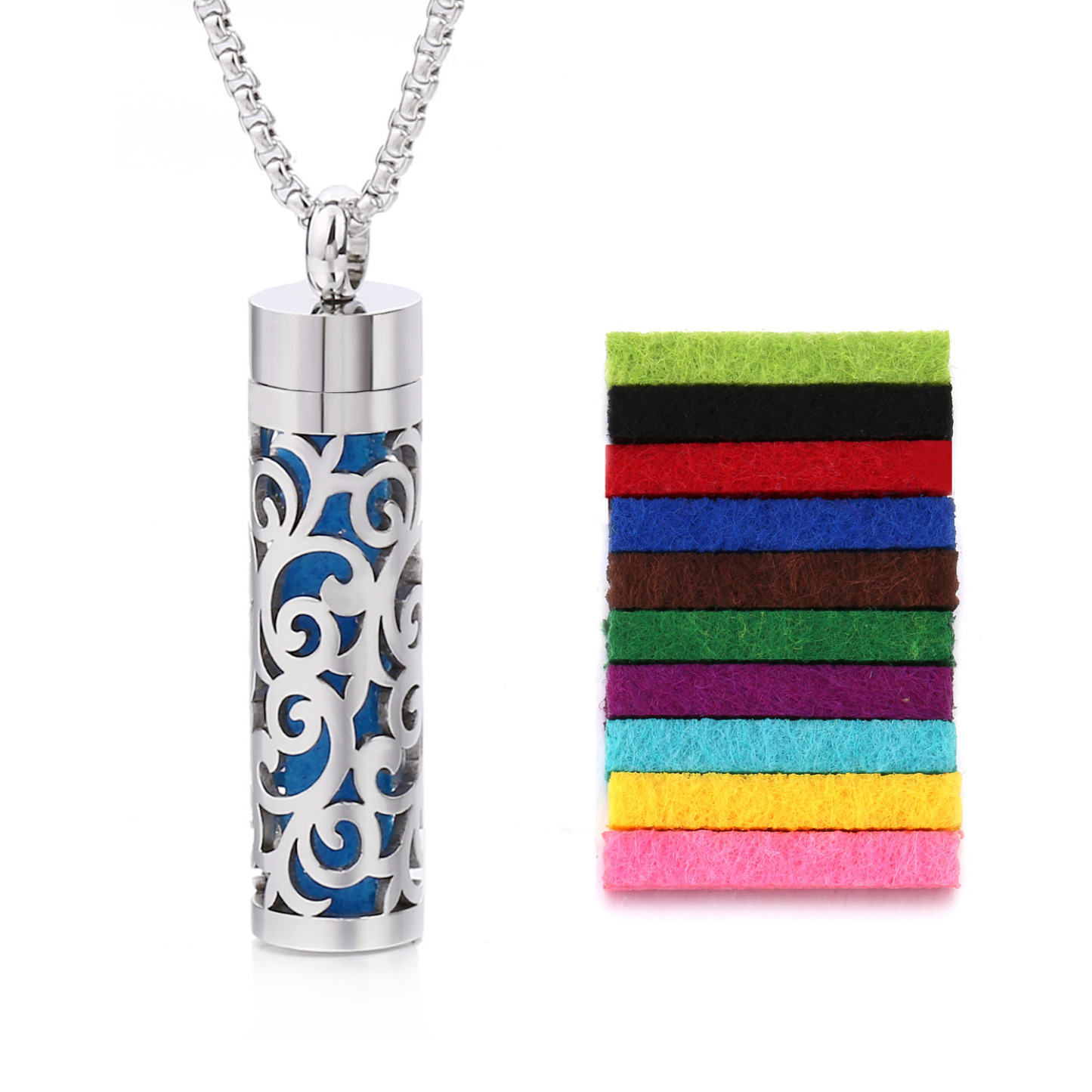 Perfume Diffuser Necklace Essential Oil Aromatherapy Stainless Steel Necklace Vertical Fragrance Pendant Necklace