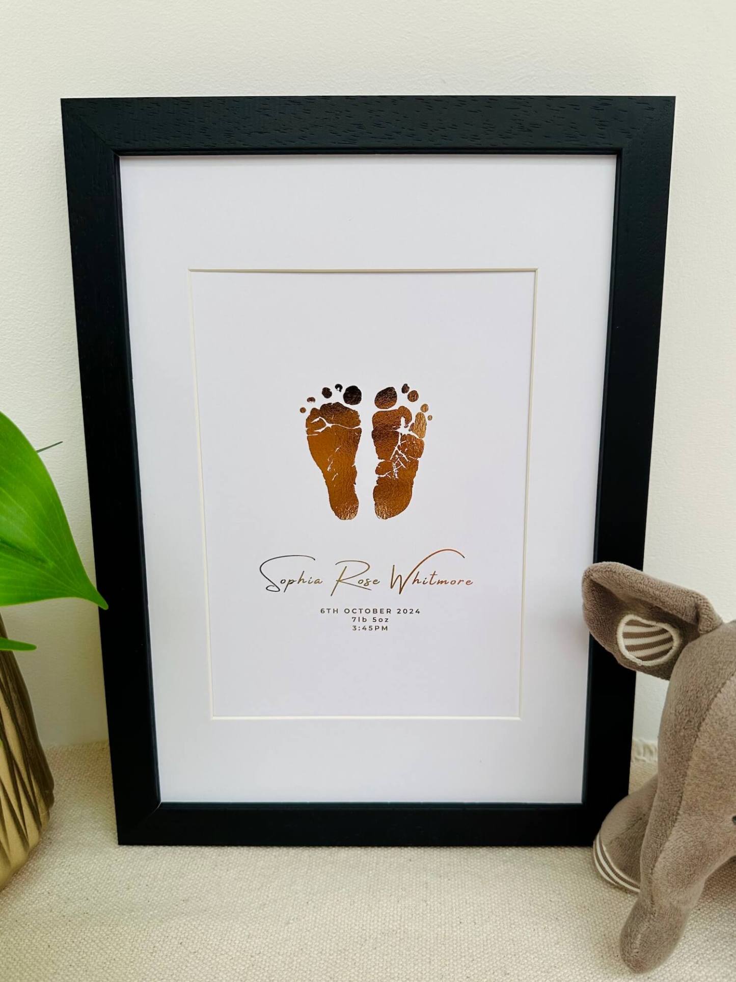 Personalised Foiled Baby Hand & Footprint Artwork A Good Gift
