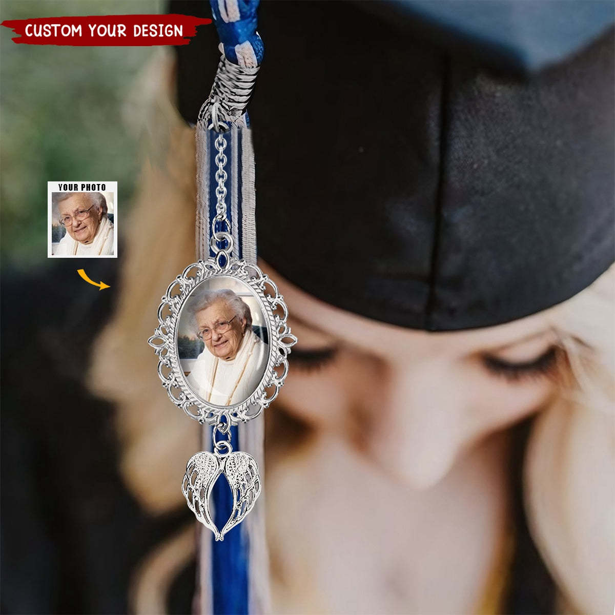 Personalized Graduation Tassel Photo Charm, Memorial Graduation Gift