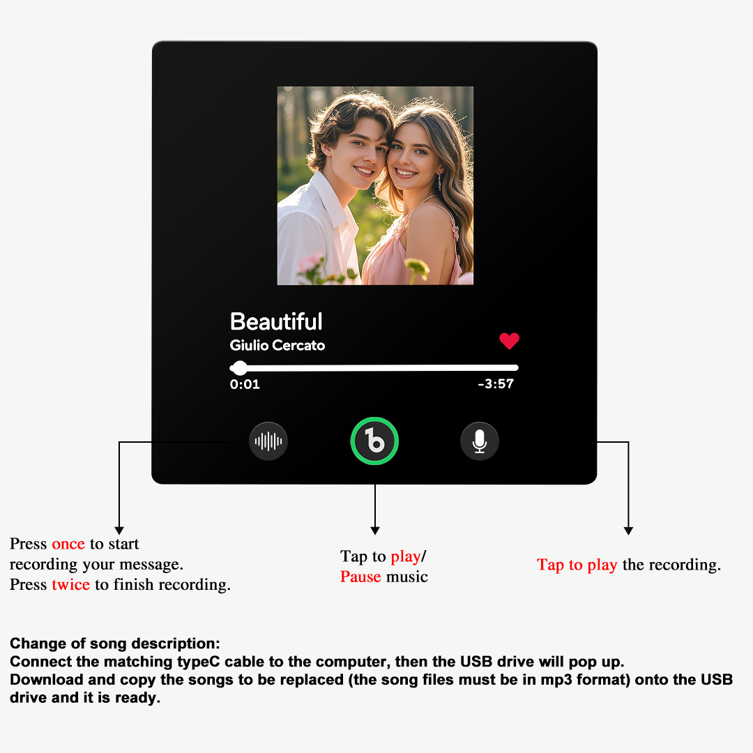 Voice Recording Personalized Fridge Magnet Custom Album Magnet with Your Song & Voice, Couple Anniversary Gift