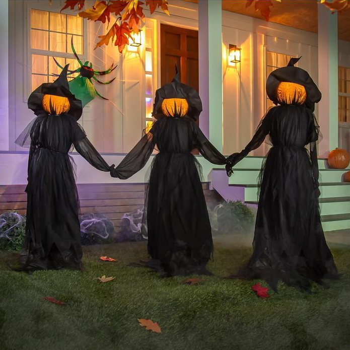 Set of 3 Lighted Halloween Witch Stakes Halloween Decorations