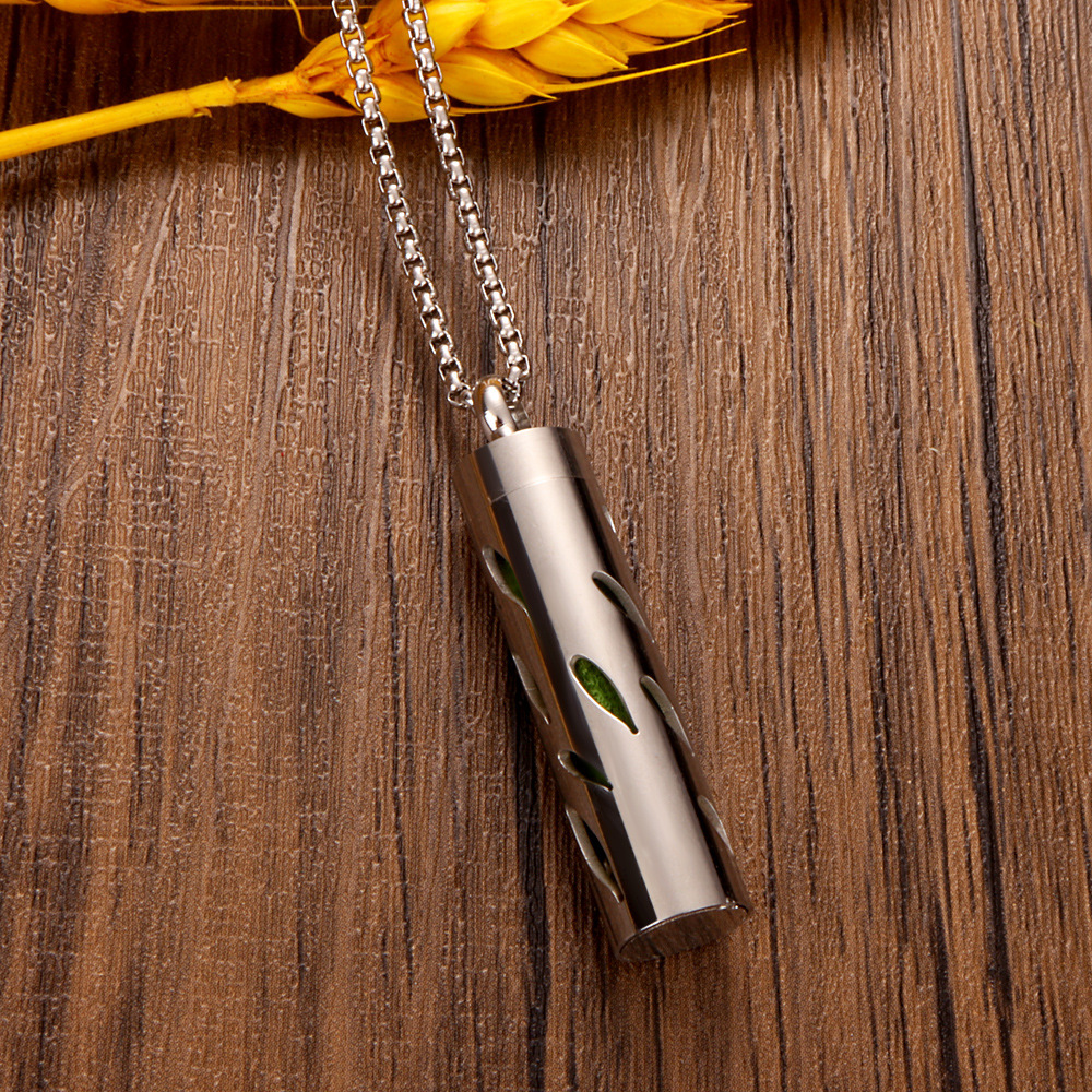 Perfume Diffuser Necklace Essential Oil Aromatherapy Stainless Steel Necklace Vertical Fragrance Pendant Necklace