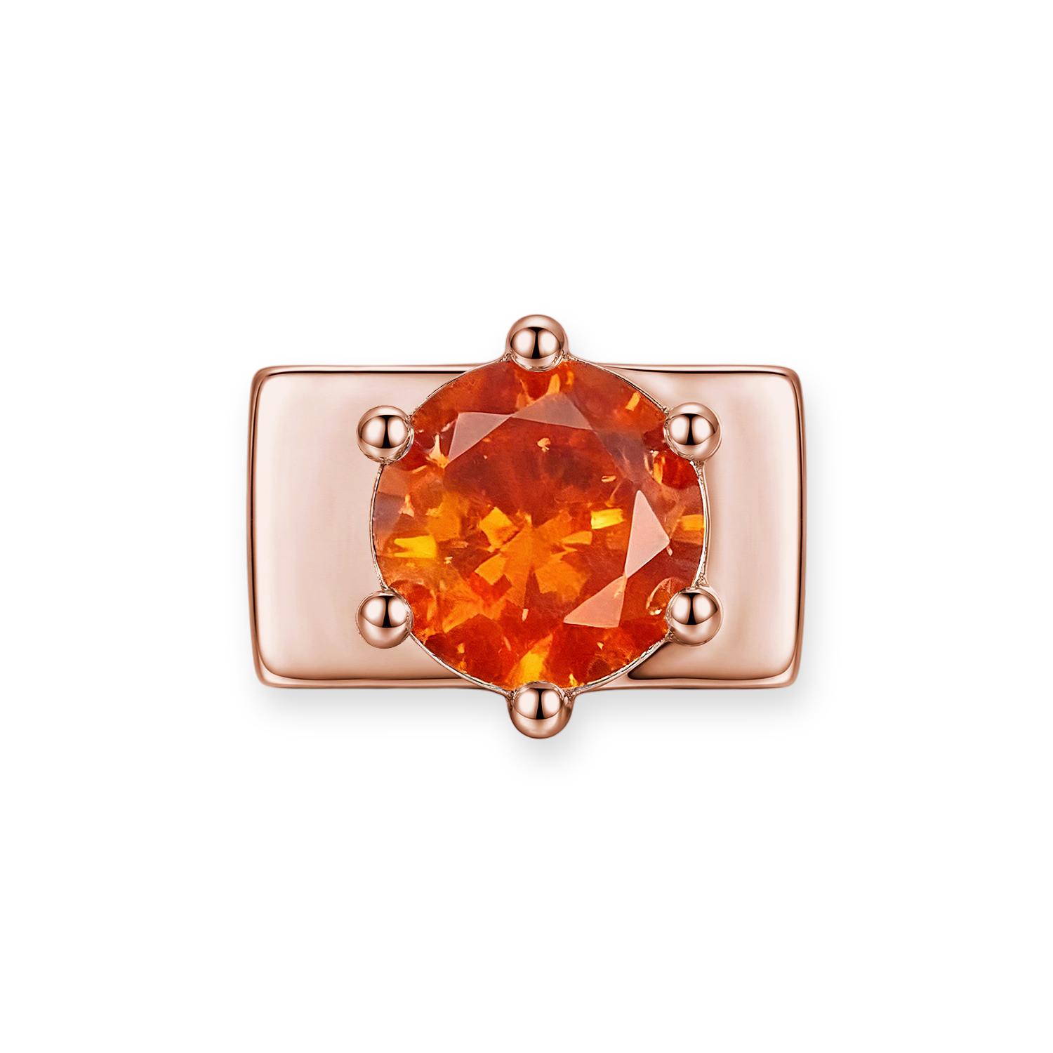 Orange-Red Round Diamond Charm - Rose Gold