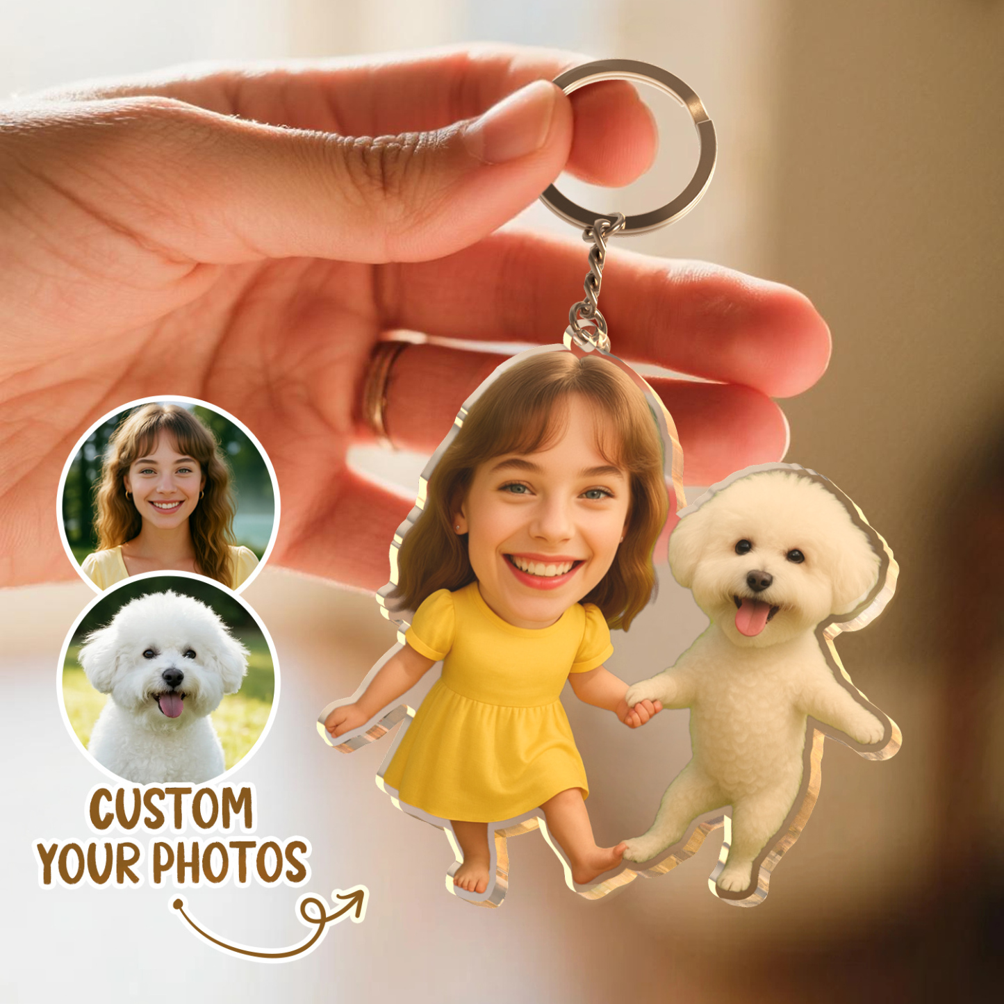 Personalized "Me & My Pet" Acrylic Keychain Funny Custom Gift for Her