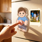 Custom Cartoon Face Squishy Belly Fridge Magnet – Personalized Photo Acrylic Magnet with Soft Anti-Collision Squeeze Belly, Funny Gift for Couples & Friends