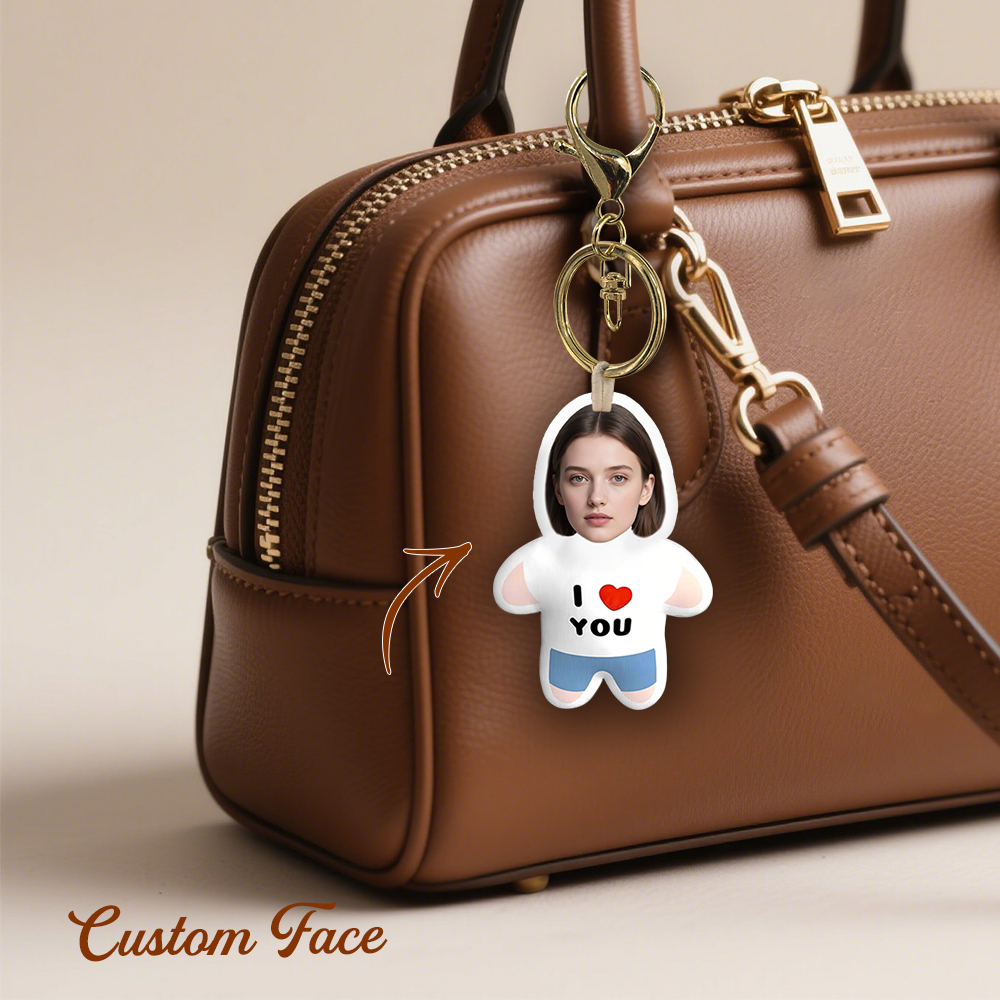 Custom I Love You Minime Throw Bag Charm – Personalised Face Gift for Lover