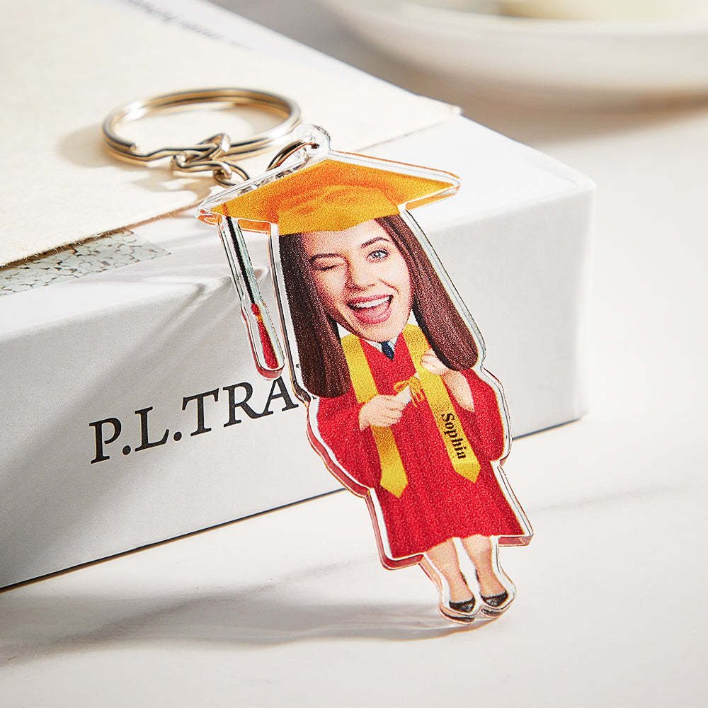 Personalized Photo Graduation Acrylic Keychain Customize Your Name Fun Graduation Season Gifts - soufeelus
