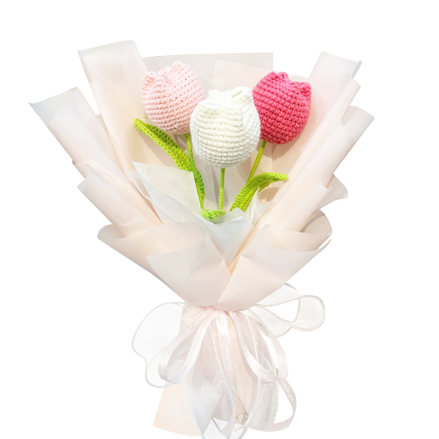 Custom Doll Bouquet Hand-Woven Simulation Wool Crochet Tulip Flower Desktop Ornaments Mother's Day Gifts