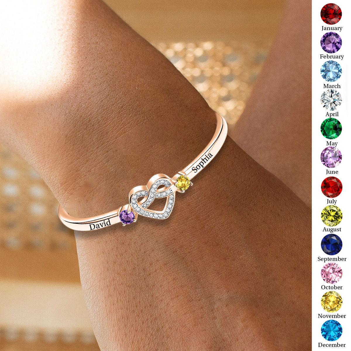 Custom Name Birthstone Adjustable Bracelet Personalized Jewelry Gift for Her