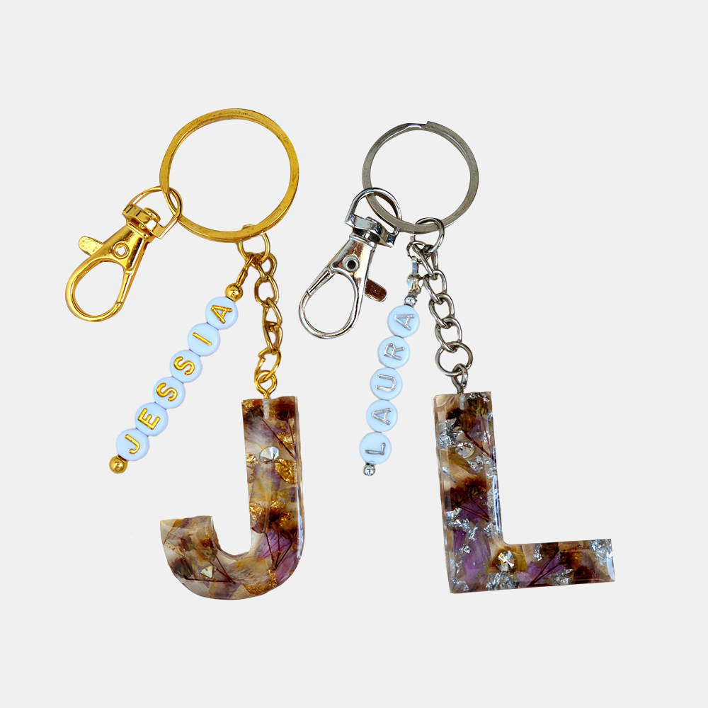 Personalized Name Bead Bag Charm Resin Letter Key Chain Initial Keyring Car Accessory Custom Purse Charm Diaper Bag Tag, Bridesmaid Gifts