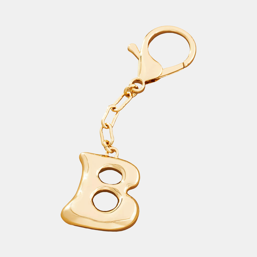 Bubble Letter Monogram Bag Charm - Gold Personalized Purse Jewelry for Women | Custom Initial Gift for Birthdays, Mother's Day