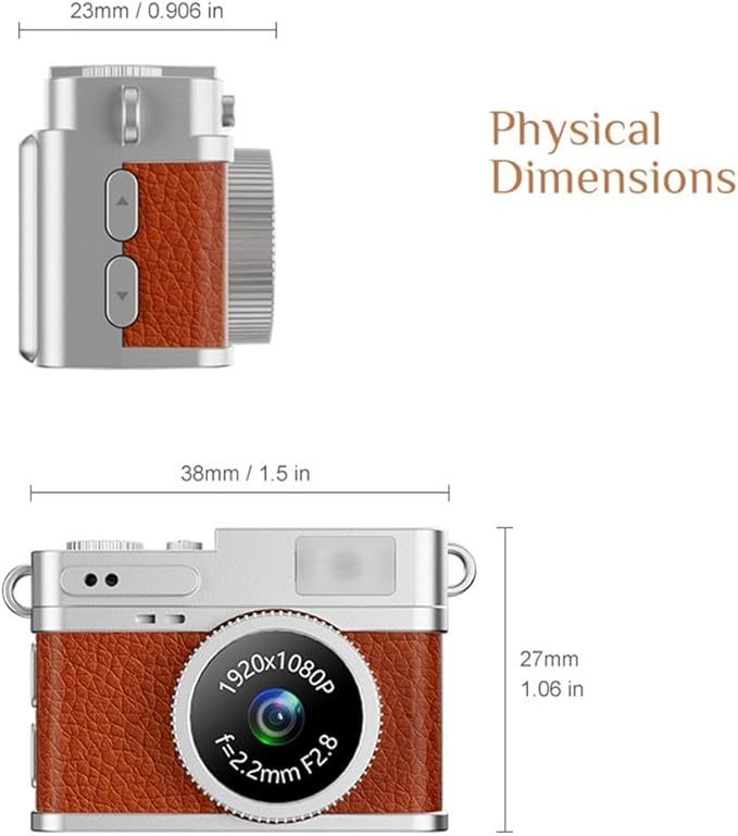 Mini Keychain Camera, 1080P FHD Mini Retro Digital Camera, Tiny Portable Small Cameras Vintage Compact Micro Cameras with LCD Screen, Built-in Battery, Magnetic Lanyard for Travel