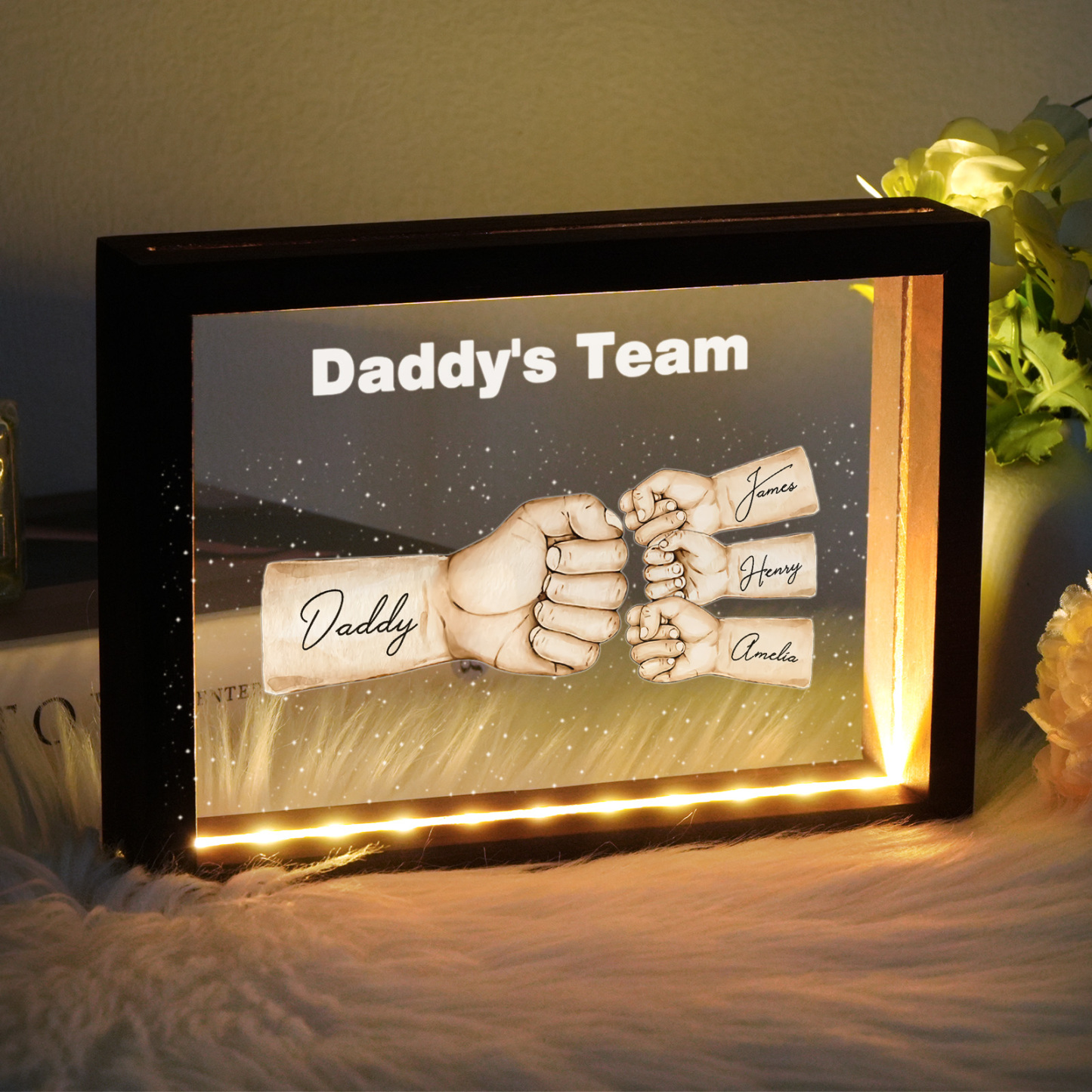Custom Fists Night Light Personalized Name Father's Day Gifts for Dad