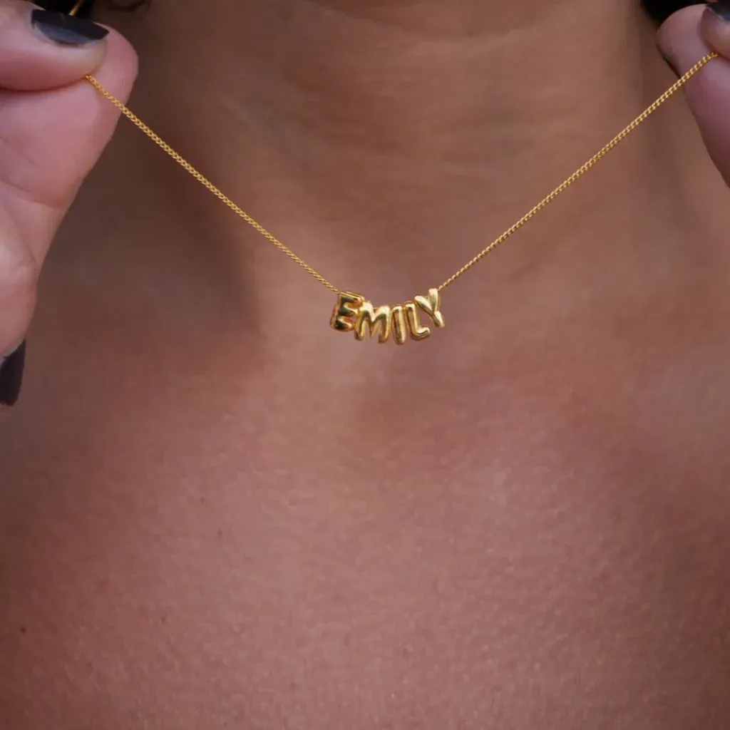 Bubble Letters Name Necklace