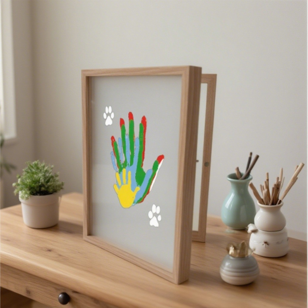 Customized Couple Family Handprint Flip Photo Frame Diy Send Handprint Stand for Family Gifts