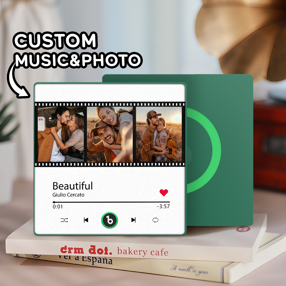 Custom Music Fridge Magnet New 4.0 Upgrade Film Style Colorful Frame Personalized 3 Photo Album Fridge Magnet Music Wall Photo Sticker Music Movement That Can Be Played Christmas Gift detail