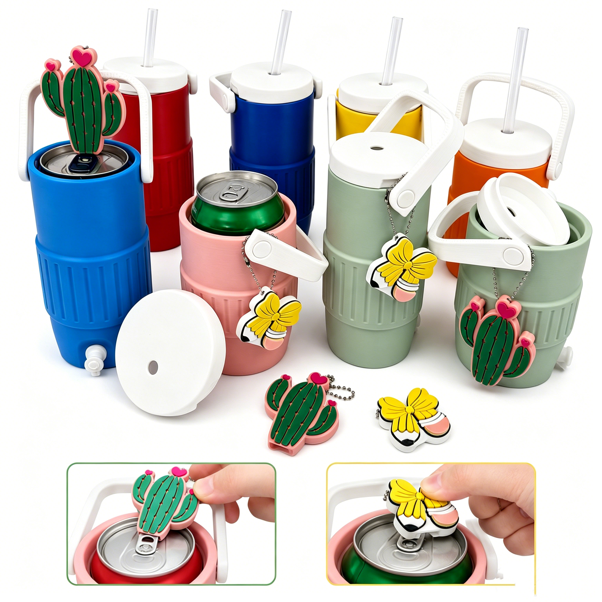 12oz Can Cooler Sleeve Holder Mini Water Jug Shaped Silicone Tumbler Boot Travel Beer Cozy Cup Accessory Gift for Teen Girls