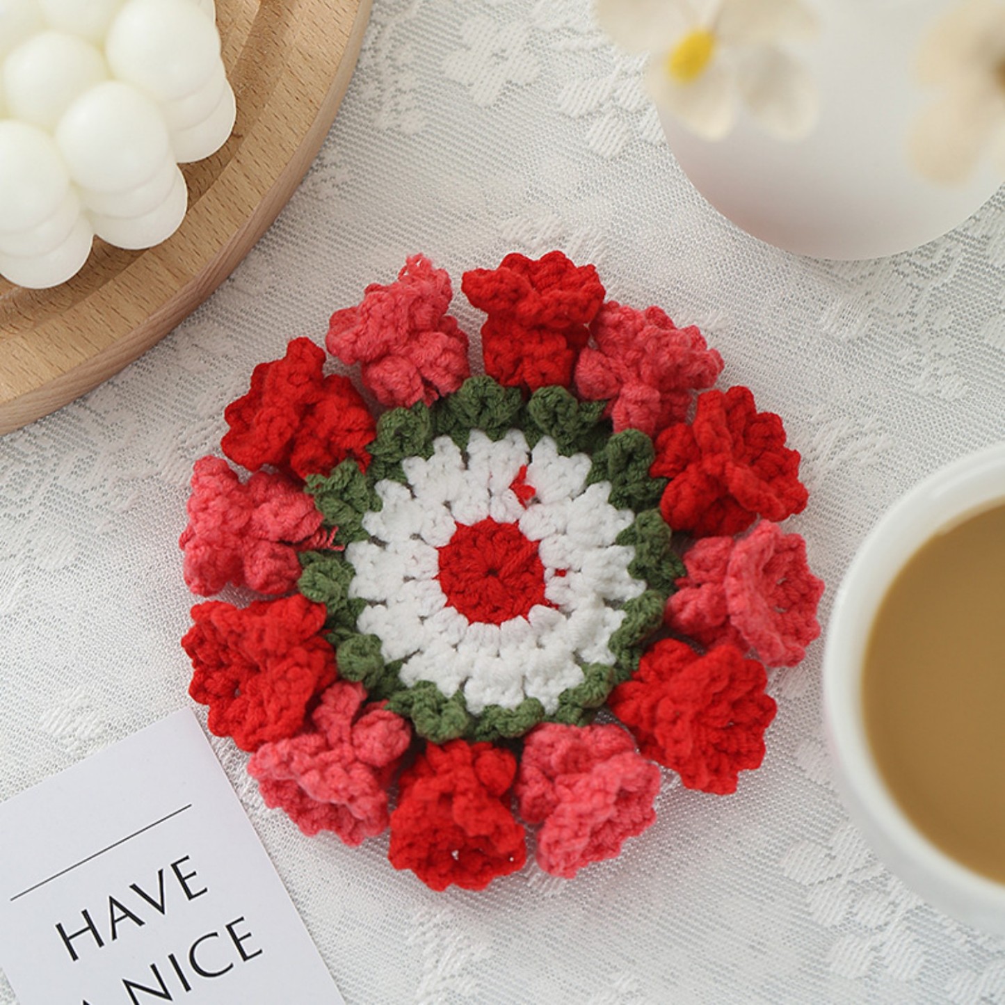 Lily Of The Valley Coaster Finished Hand-woven Pure Wool Gift For Mother And Girlfriend