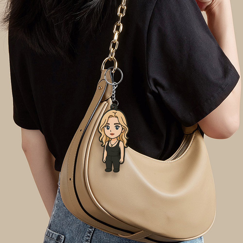 Custom Cartoon Keychain Photo Bag Charm Personalized from Your Photo Unique Keepsake Gift for Pet Lovers