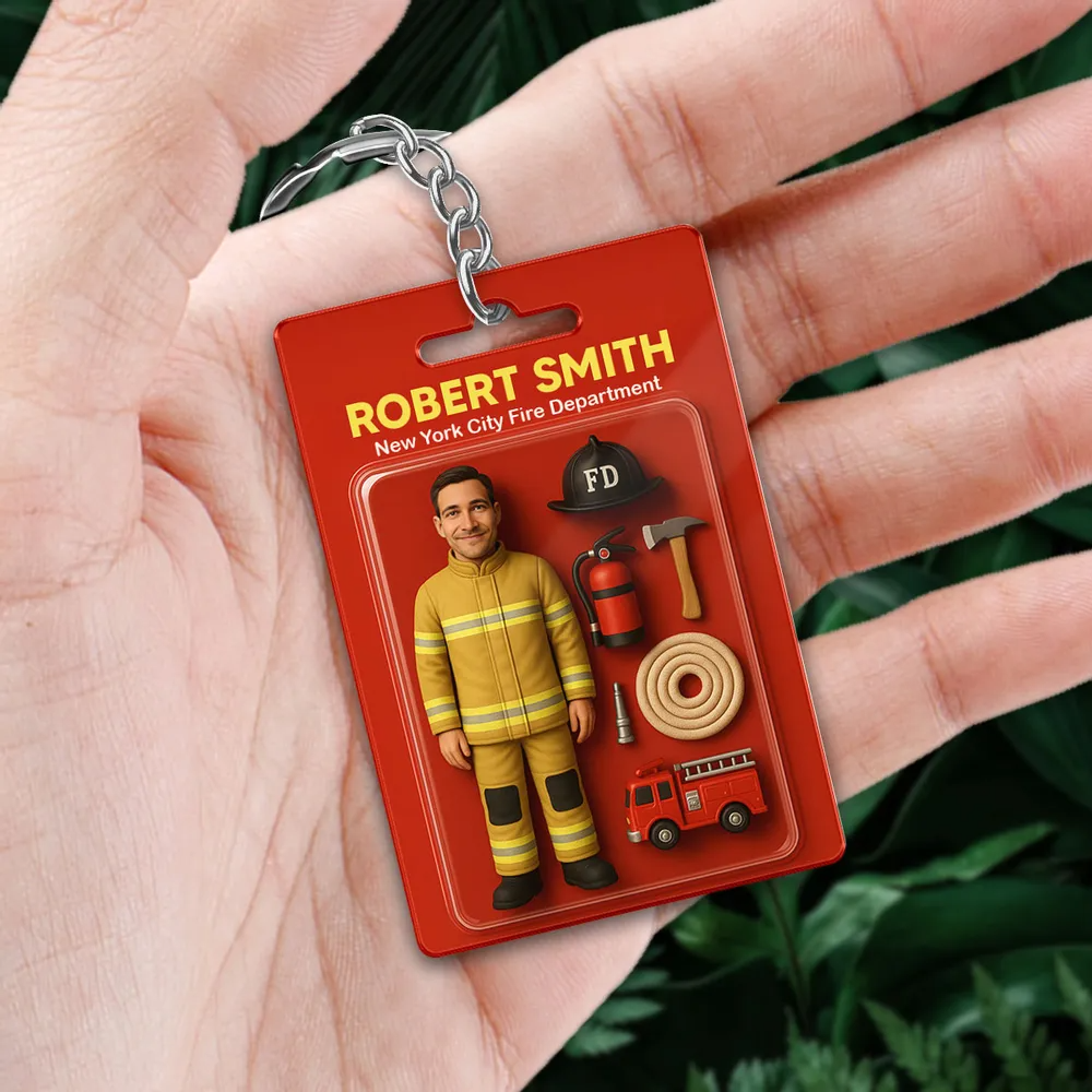 Custom 3D Effect Action Figure Pack Packaging Toy Box Style Art Gift Personalized Acrylic Keychain Gift for Dad - soufeelus